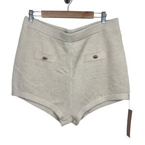 Reformation Charlotte Cotton Shorts in Birch XL Women’s Knit High Waist Cream